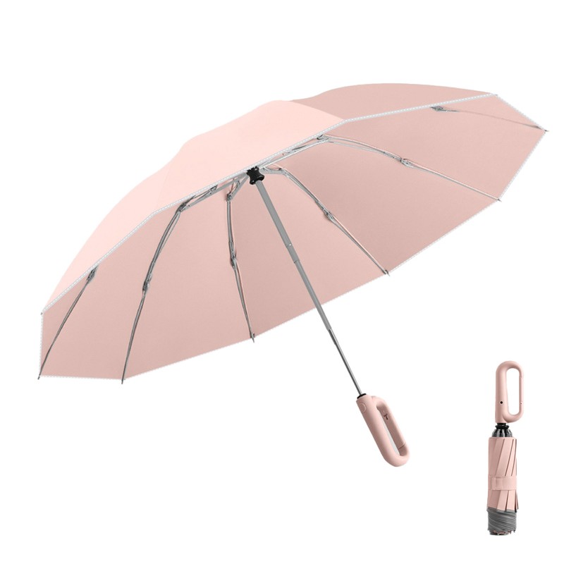 Fully Automatic Umbrella with Carabiner Handle, 10 Ribs Reverse Folding