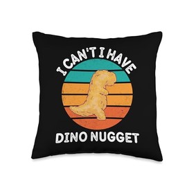 Vintage I Can't I Have Dino Nugget Food Lover Vintage Lover Retro Dino Nugget Throw Pillow, 16x16, Multicolor