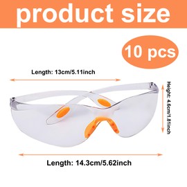 WORUIB 10 Pcs Safety Glasses, Eye Protection Glasses, Safety Goggles With Transparent Plastic Lenses, Used In Buildings, Laboratories, Welding, Chemicals, Etc