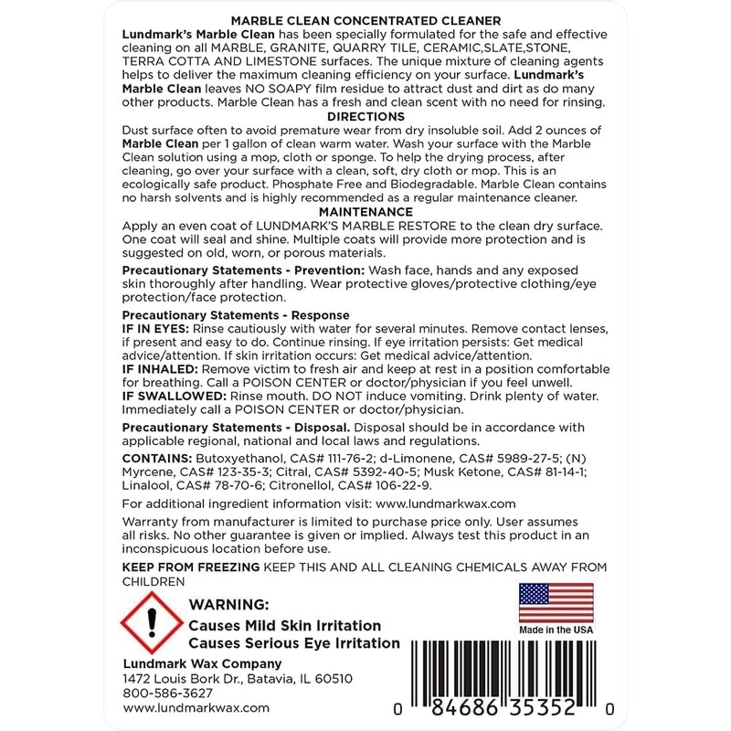 Lundmark Marble Cleaner, 32-Ounce, 3535F32-6, Clear