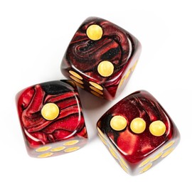 JooBsoso Polyhedral Dice (3pcs) 6 Sided Dice for Board Games, Card Games, Table Games, Board Games, Card Games, Multiple Games Available, 16mm (Black + Red)