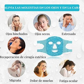 Shoonlo Mascara de Hielo para Cara, Mascarilla de Facial para Reducir Hinchazón, Las Ojeras, Migraña, Enrojecimiento, Antifaz de Fríos para Cuidado de