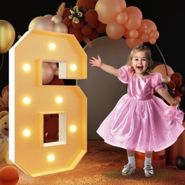 imprsv 3FT Marquee Light Up Numbers, Marquee Numbers for 60th Birthday Decorations Anniversary Party Decor, Mosaic Numbers for Balloons Number 6, Marquee Light up Letters, Pre-Cut Foam Board Kit