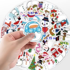 50PCS Christmas Stickers, Vinyl Waterproof Reusable Xmas Theme Party Stickers, Holiday Gifts for Kids and Teens (50pcs-1)