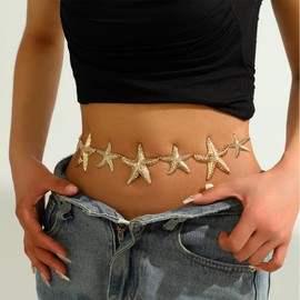 Seashell Starfish Waist Chain for Women Boho Conch Belly Body Chains Summer Beach Pearl Waist Body Jewelry