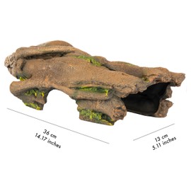 Orchid Valley Lizard, Snake or Reptile Hide. Large Hollow Log for Terrarium. Bearded Dragon or Gecko Tank Accessories. Natural Looking Basking Platform, Axolotl, Python Hideout. (XL-Version 2)