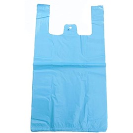 100 Large Extra Strong Vest Bags,Vest Style Plastic Carrier Bags, Poly Shopping Bags Blue(11X17X21")