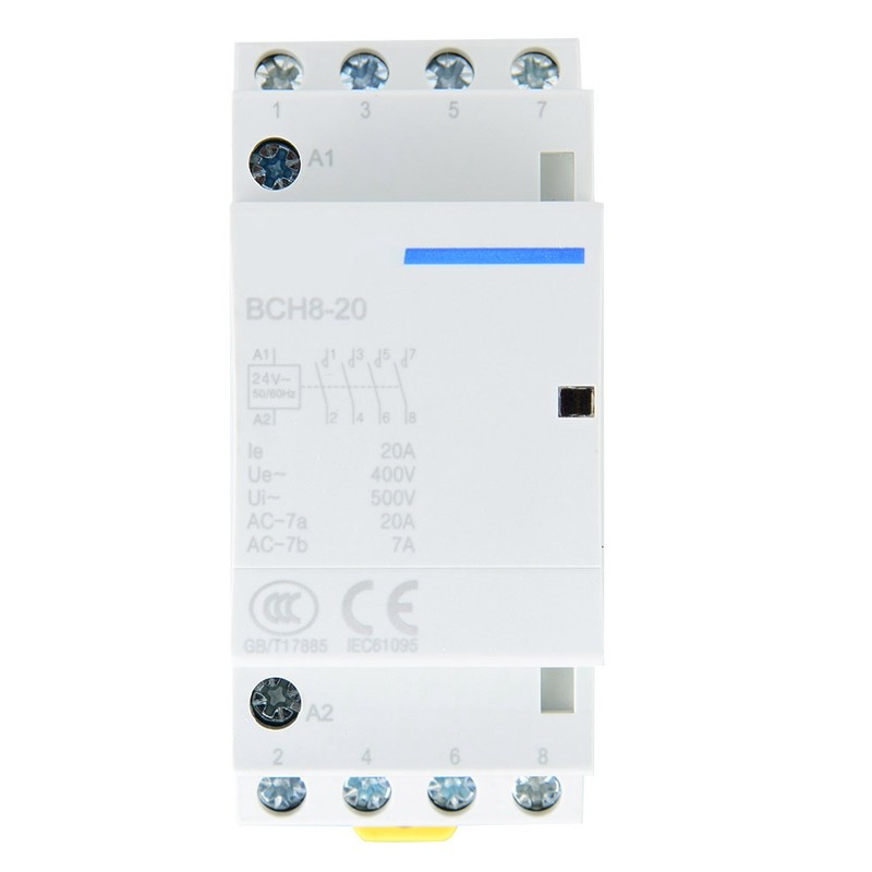 4P 4NO 20A Household AC Contactor DIN Rail Mount (/)