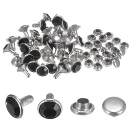 QUARKZMAN Pack of 100 Crystal Rivets 8 mm Rhinestone Rivets Quick Rivets for Clothing Leather Crafts Fabric Art Craft Decoration Leather Craft DIY Leather Crafts, Black