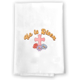 Decorative Kitchen and Bath Hand Towel | Religious Christian Easter Flowers Orange Pink Green | Spring Summer Garden Themed | Home Decor Decorations | House Gift Present