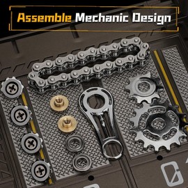 Cool Fidget Chain Fidget Spinners For Kids Adults, Metal Handheld Gadget Kinetic Desk Toy Finger Hand Spinner Fingertip Gyro, Hand Rollor Bike Chain Black