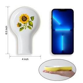 Spoon Rest - Sunflower Spoon Rest for Stove Top for Cooking Spoons Spatula Lemon Kitchen Decor Ceramic Spoon Holder for Kitchen Counter with Gift Box Ready