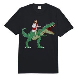 Funny Parody Jesus Riding Dinosaur Meme Dino Lover Believer Comfort Colors Adult Heavyweight T-Shirt