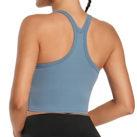 Nanomi Beauty Womens Removable Padded Sports Bras Workout Running Yoga Tank Tops (Blue, XX-Large)