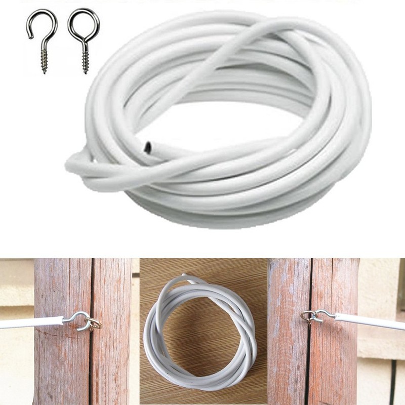 CfoPiryx White Curtain Wire Hanging Cord with Self-Adhesive Hook and