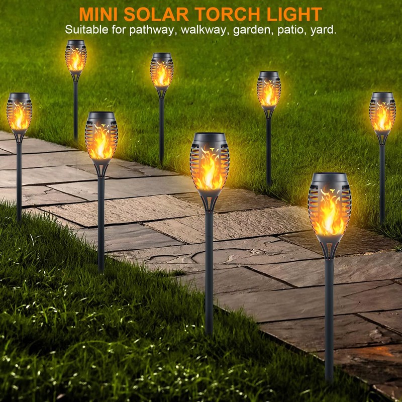 Awethone 12 Pack Solar Torch Lights Outdoor Flickering Flame -