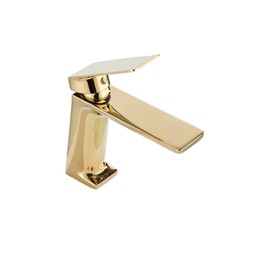 KMZSHPJNY Gold/Black Brass Basin Faucet & Cold Water Mixer Bathroom Sink Faucets White Deck Mounted Crane Tap Single Handle Taps (Color : Gold)