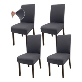 Granbest Super Stretchy Dining Chair Covers, Universal Microfibre Parson Dining Chair Covers, Set of 4, Removable Chair Protectors for Dining Room, Kitchen, Restaurant and Hotel (Set of 4, Grey)