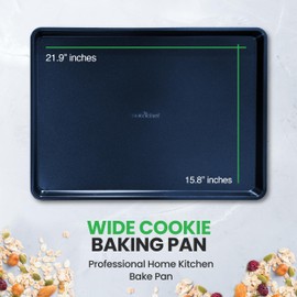 Nonstick Cookie Sheet Baking Pan - 1qt Metal Oven Baking Tray, Professional Quality Kitchen Cooking Non-Stick Bake Trays, Stylish Blue Diamond Silicone Coating, PFOA PFOS PTFE Free - NCLG1BD.5