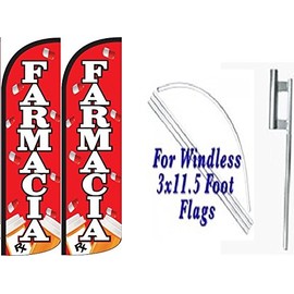 OnPoint Wares Farmacia Feather Flag Sign Kits With Pole and Ground Spikes - Pack of 2