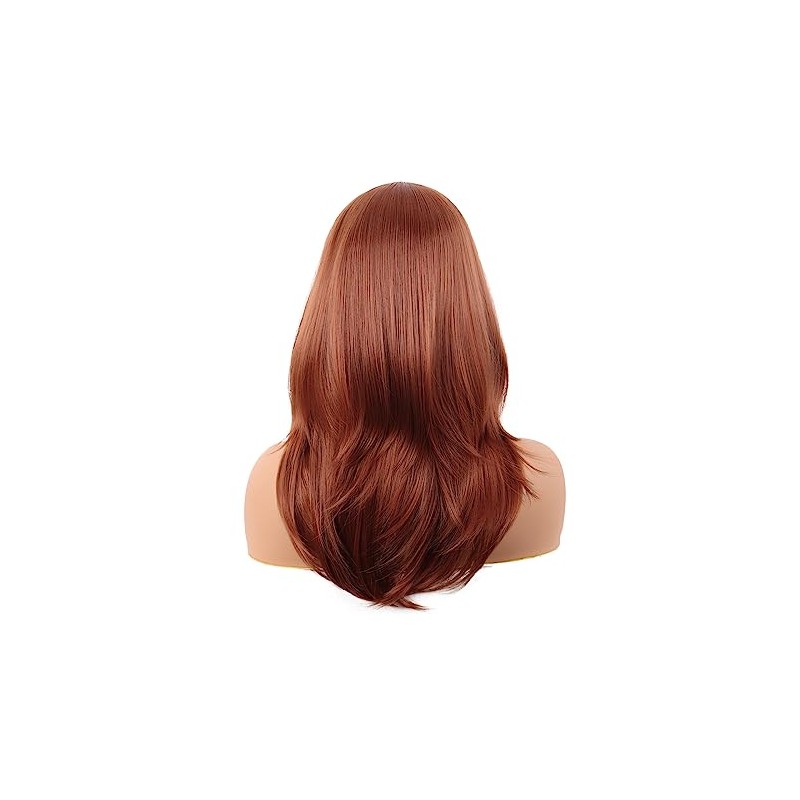 MapofBeauty 20 Inch Long Layered Straight Shoulder Length Wig,Ginger Orange