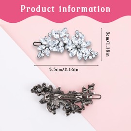 LXUEJIE 2 Pcs Rhinestone Hair Clips, Silver Crystal Hair Clips Flower Bridal Hairs Clip Metal Wedding Hairs Pins for Women Bridal Brides Party