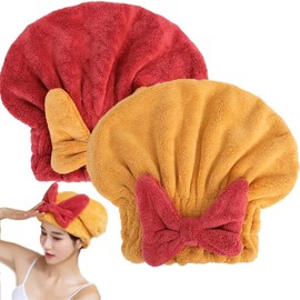 Ziofy Super Absorbent Hair Towel Wrap for Wet Hair, 2PCS Hair Towel Wrap Microfiber Hair towel Wrap, Hair Turbans for Wet Hair LongThick & Curly Hair