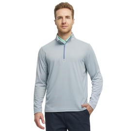 MICHEL ROUEN Mens Pullover Quarter Zip Heather Mock Neck Soft Heather Casual Golf Half Zip Sweatshirts for Men
