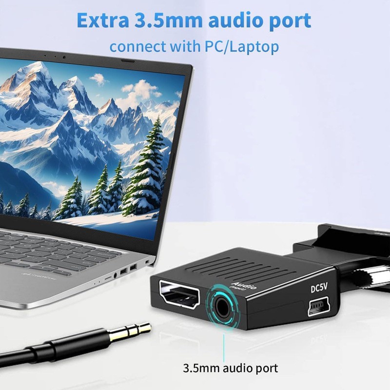 VGA to HDMI Adapter Adapter, VGA Source to HDMI Display