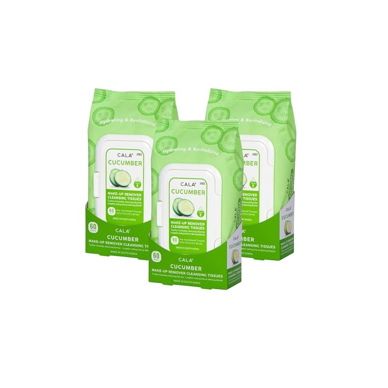 CALA Makeup Remover Cleansing Tissues: Cucumber (60 Sheets) - Gentle,