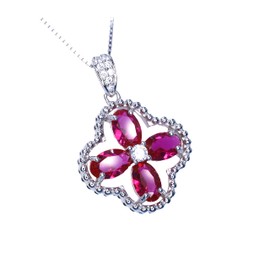 Four Leaf Clover Pendant Genuine Green Peridot Necklace 18kgp @ 925 Sterling Silver Adjustable Chain Ruby Aquamarine Ruby Amethyst Pink Sapphire Emerald Blue Sapphire Sunstone (ruby)