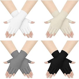 4 Pares Guantes para Sol Mujer, Guantes para Manejar Mujer Uv, Protección Solar, Guantes para el Sol, Diseño sin Dedos, Talla 23x9 Cm, Ideal para Conducir, Actividades al Aire Libre, Protección Manos