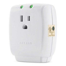 Belkin 1-Outlet Home Series SurgeCube - Grounded Outlet Portable Wall Tap Adapter with Ground & Protected Light Indicators for Home, Office, Charging Brick - White, 885 Joules