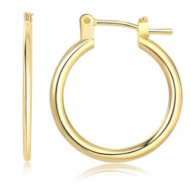 Gold Hoop Earrings for Women 14K Gold Plated Hoops 925 Sterling Silver Hoops 40mm Gold Huggie Hoop Earrings Hypallergenic Sleeper Hoops Gold Hoop for Girls