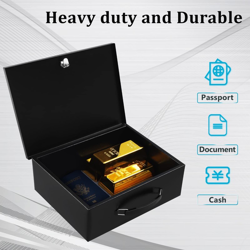 Dalmbox Portable Metal Safe Box with Key Lock - Fire