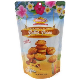 Diamond Bakery Hawaiian Butter Pecan Cookies - Irresistibly Delicious 4.5oz Resealable Pouch, Made with Aloha in Hawaii