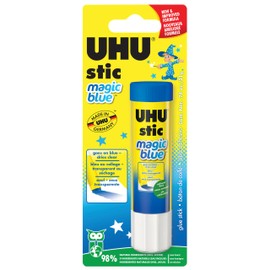 Uhu Colored Glue Stick, 21g Blue, rubs on Blue & Dries Clear, Washable, Solvent Free, Screw on Cap, (9U 99645) | STAEDTLER
