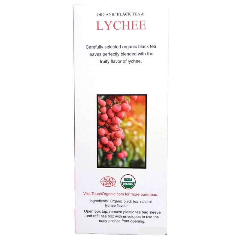 Touch Organic LYCHEE BLACK Tea Bags, 40 Bags, 2.5 oz