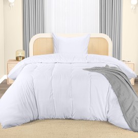 Utopia Bedding Bed Linen 135 x 200 cm Set - Microfibre Duvet Cover 135 x 200 cm + 1 Embroidered Pillowcase 80 x 80 cm - White