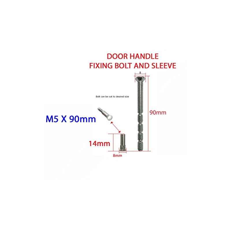 M5 x 90mm Chrome Door Handle Pozi Screws with Security