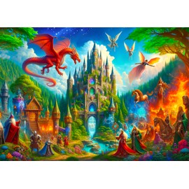 WOODEN.CITY Wooden Puzzle 1000 Pieces - Fantasy Dragon Castle | 21,25 in x 15,5 in | Made in EU
