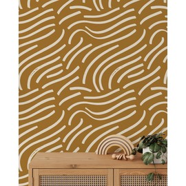 Coloritto Wavy Lines Wallpaper | Removable Self Adhesive Abstract Modern Wallpaper | Geometrical Peel and Stick Wallpaper (1 roll 24" W x 60" H)