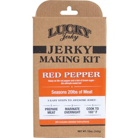 DIY Red Pepper Jerky Seasoning Kit 12oz - by Lucky Beef Jerky - Sweet & Hot Spicy Red Pepper flavor, Easy Jerky Making Spice Marinade Seasoning, Beef Jerky, Deer Jerky, Wild Game