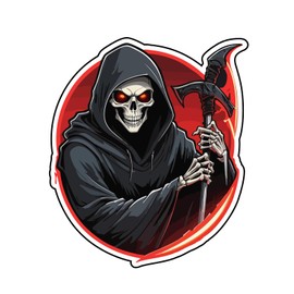 Grim Reaper Vinyl Decal Sticker, Gothic Horror Design, Red and Black,SUV, Van, Window, Bumper, Wall, Laptop, Tablet, Cup,Tumbler Or Any Smooth Surface