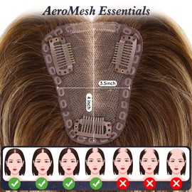 starluck Hair Toppers for Women Real Human Hair No Bangs 3.5"*4"Hand-Tied Swiss Lace Base 12in 100% Remy HumanHair Topper for Women with ThinningHair(T4/27/4#)