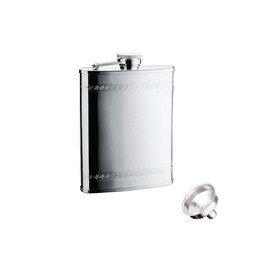 iSavage 6oz Hip Flask with Engraving Decoration with a Funnel 18/8 Stainless Steel-YM128