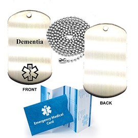 Dementia Stainless Steel Medical Alert ID Dog Tag Pendant