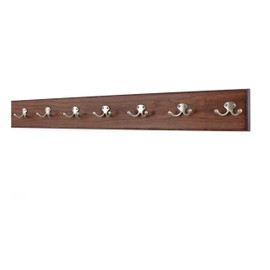 PegandRail Cherry Coat Rack with Satin Nickle Double Style Hooks 4.5" Ultra Wide (Mahogany, 36" x 4.5" with 7 Hooks)