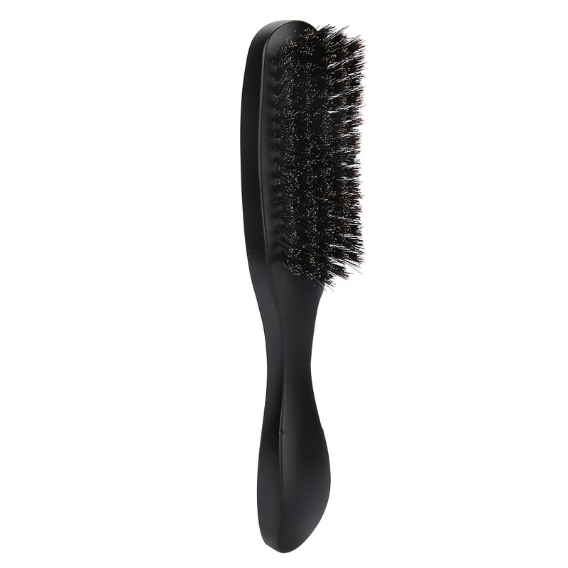 Men Beard Brush Long Handle Hair Cleaning Curved Wooden Mustache