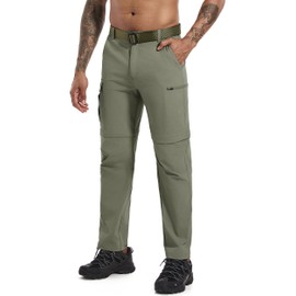 Mens Hiking Convertible Pants Zip Off Quick Dry Lightweight Fishing Safari Travel Camping Outdoor Cargo Pants Light Sage Green 40